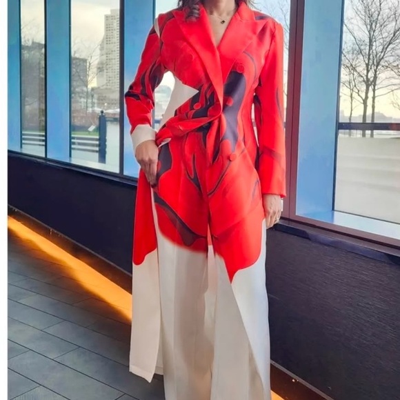 STYLEWE Red and White Blazer Elegant Suit Jacket - Picture 1 of 3